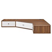Walnut/ white finish wall mount corner wood office desk in by Modway additional picture 5