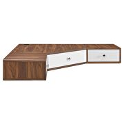 Walnut/ white finish wall mount corner wood office desk in by Modway additional picture 6