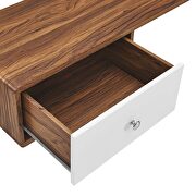 Wall mount corner wood office desk in walnut/ white finish by Modway additional picture 4