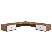 Wall mount corner wood office desk in walnut/ white finish by Modway additional picture 6