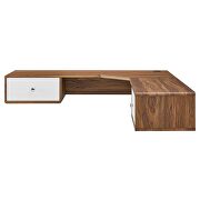 Wall mount corner wood office desk in walnut/ white finish by Modway additional picture 7