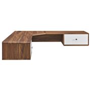 Wall mount corner wood office desk in walnut/ white finish by Modway additional picture 8