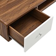 Wall mount wood office desk in walnut/ white finish by Modway additional picture 4