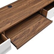 Wall mount wood office desk in walnut/ white finish by Modway additional picture 5