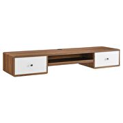 Wall mount wood office desk in walnut/ white finish by Modway additional picture 6
