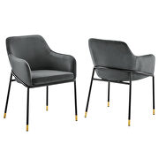 Charcoal finish performance velvet dining chair set of 2 additional photo 2 of 7
