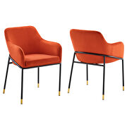 Orange finish performance velvet dining chair set of 2 by Modway additional picture 2