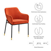 Orange finish performance velvet dining chair set of 2 by Modway additional picture 7