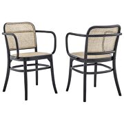Black finish wood rounded edges and armrests dining chair set of 2 by Modway additional picture 4
