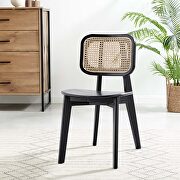 Black finish wood woven rattan cane backrest and bentwood seat dining side chair set of 2 by Modway additional picture 2