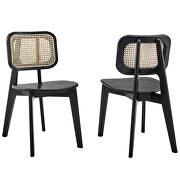 Black finish wood woven rattan cane backrest and bentwood seat dining side chair set of 2 by Modway additional picture 4