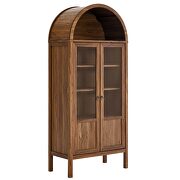 Walnut display cabinet / curio in modern farmhouse style by Modway additional picture 2