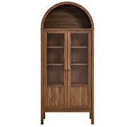 Walnut display cabinet / curio in modern farmhouse style additional photo 5 of 10