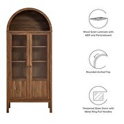 Walnut display cabinet / curio in modern farmhouse style by Modway additional picture 10