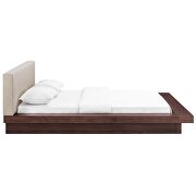 Beige finish fabric upholstery and walnut base platform bed by Modway additional picture 4