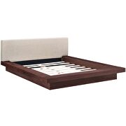 Beige finish fabric upholstery and walnut base platform bed by Modway additional picture 6