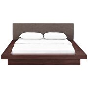 Brown finish fabric upholstery and walnut base platform bed by Modway additional picture 3