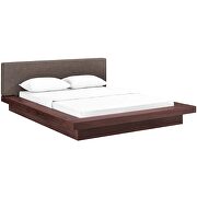 Brown finish fabric upholstery and walnut base platform bed by Modway additional picture 5