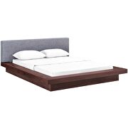 Gray finish fabric upholstery and walnut base platform bed by Modway additional picture 5