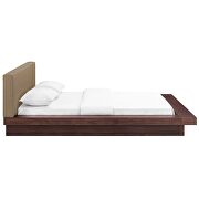 Latte finish fabric upholstery and walnut base platform bed by Modway additional picture 4