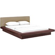 Latte finish fabric upholstery and walnut base platform bed by Modway additional picture 5