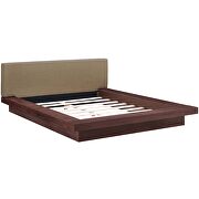 Latte finish fabric upholstery and walnut base platform bed by Modway additional picture 6