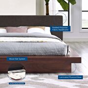 Latte finish fabric upholstery and walnut base platform bed by Modway additional picture 7