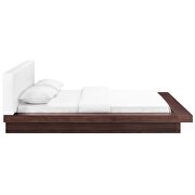 White finish vinyl upholstery and walnut base platform bed by Modway additional picture 4