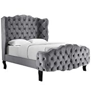 Gray finish tufted wingback performance velvet platform bed by Modway additional picture 3