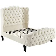 Ivory finish tufted wingback performance velvet platform bed by Modway additional picture 2