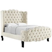 Ivory finish tufted wingback performance velvet platform bed by Modway additional picture 3
