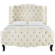 Ivory finish tufted wingback performance velvet platform bed by Modway additional picture 4