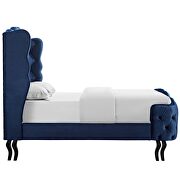 Navy finish tufted wingback performance velvet platform bed by Modway additional picture 2
