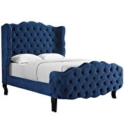 Navy finish tufted wingback performance velvet platform bed by Modway additional picture 4