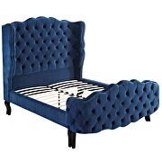 Navy finish tufted wingback performance velvet platform bed by Modway additional picture 5