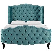 Sea blue finish tufted wingback performance velvet platform bed by Modway additional picture 4