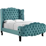 Sea blue finish tufted wingback performance velvet platform bed by Modway additional picture 5