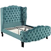 Sea blue finish tufted wingback performance velvet platform bed by Modway additional picture 6
