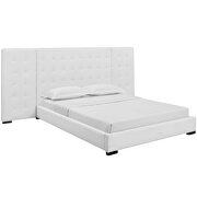 White finish upholstered fabric platform bed by Modway additional picture 2