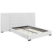 White finish upholstered fabric platform bed by Modway additional picture 3