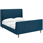 Azure finish upholstered fabric sleigh platform bed by Modway additional picture 2