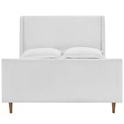 White finish upholstered fabric sleigh platform bed by Modway additional picture 3