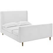 White finish upholstered fabric sleigh platform bed by Modway additional picture 4