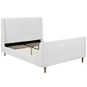 White finish upholstered fabric sleigh platform bed by Modway additional picture 5
