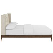 Beige finish wingback upholstered polyester fabric platform bed by Modway additional picture 2