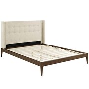 Beige finish wingback upholstered polyester fabric platform bed by Modway additional picture 4