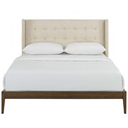 Beige finish wingback upholstered polyester fabric platform bed by Modway additional picture 5