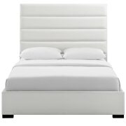 Upholstered faux leather platform bed in white by Modway additional picture 2