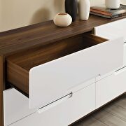 Six-drawer wood dresser or display stand in walnut white additional photo 2 of 5