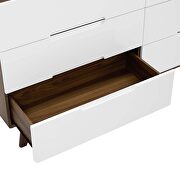 Six-drawer wood dresser or display stand in walnut white additional photo 3 of 5